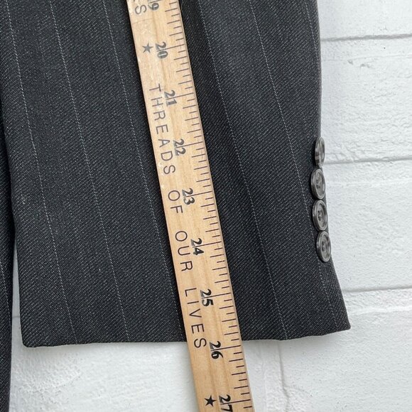 Evan Picone Intnl Suit Men 44 36Wx33L Gray‎ White Chalk Stripe Classic Wool USA - Picture 9 of 16